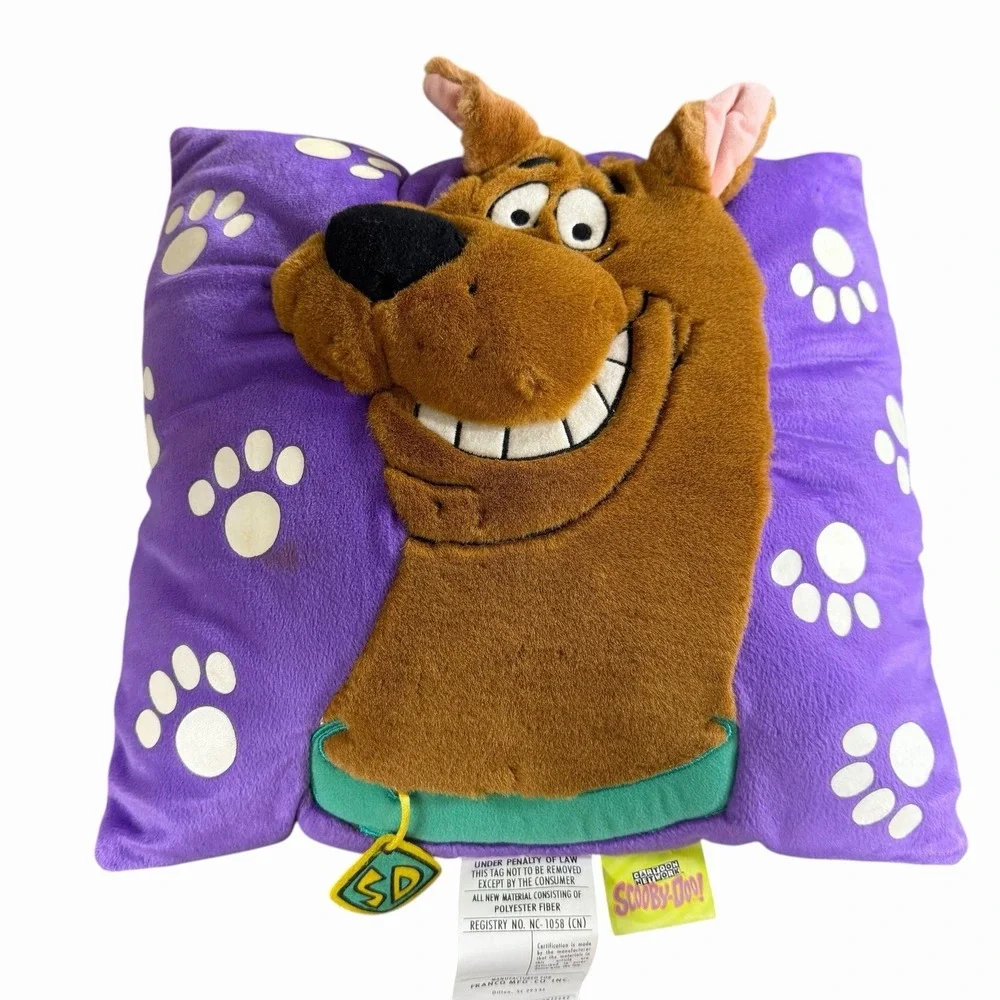 Vintage Scooby Doo 3D Embroidered Novelty Plush Throw Pillow Cartoon Network